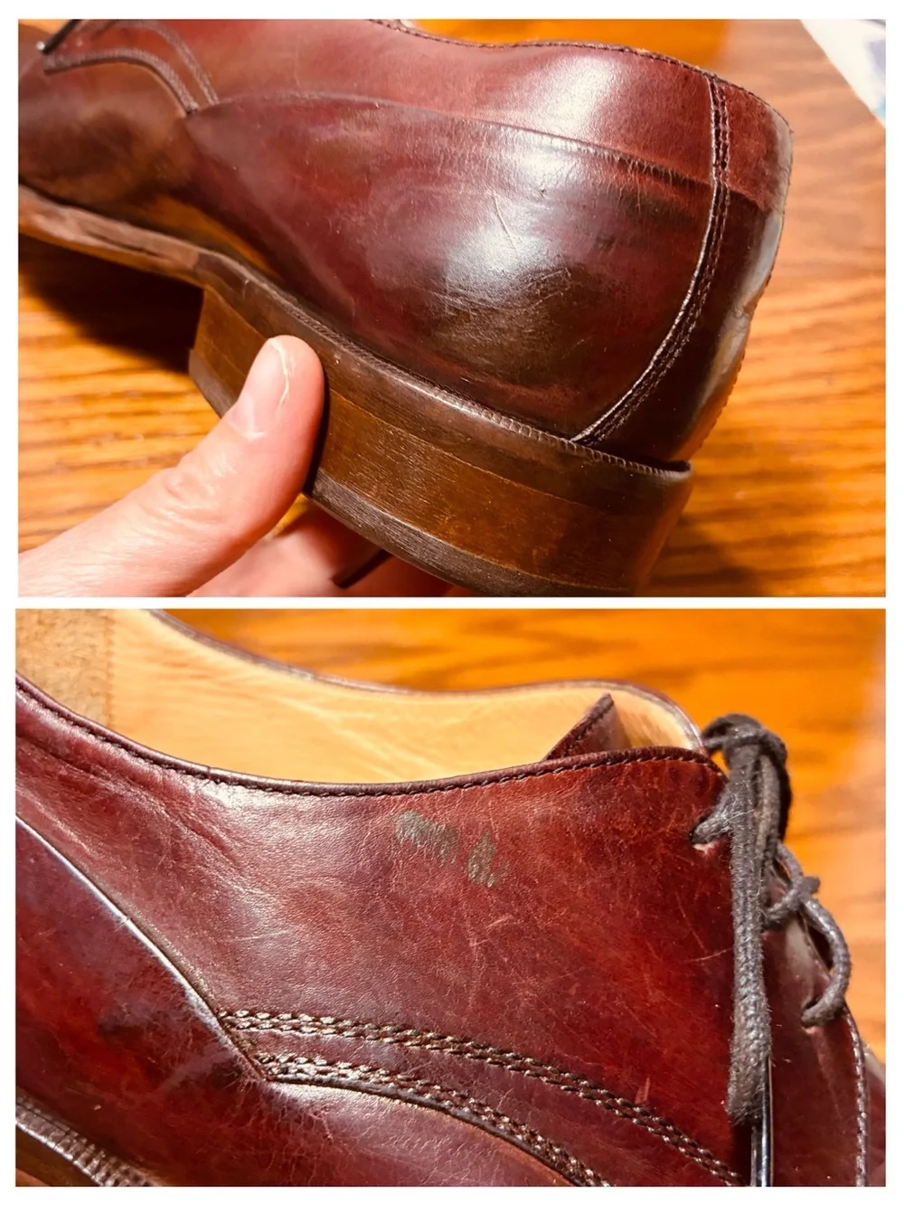Y2K VTG Johnston & Murphy ITALY MADE Cap Toe Oxford Shoes Burgundy Men’s Size 9